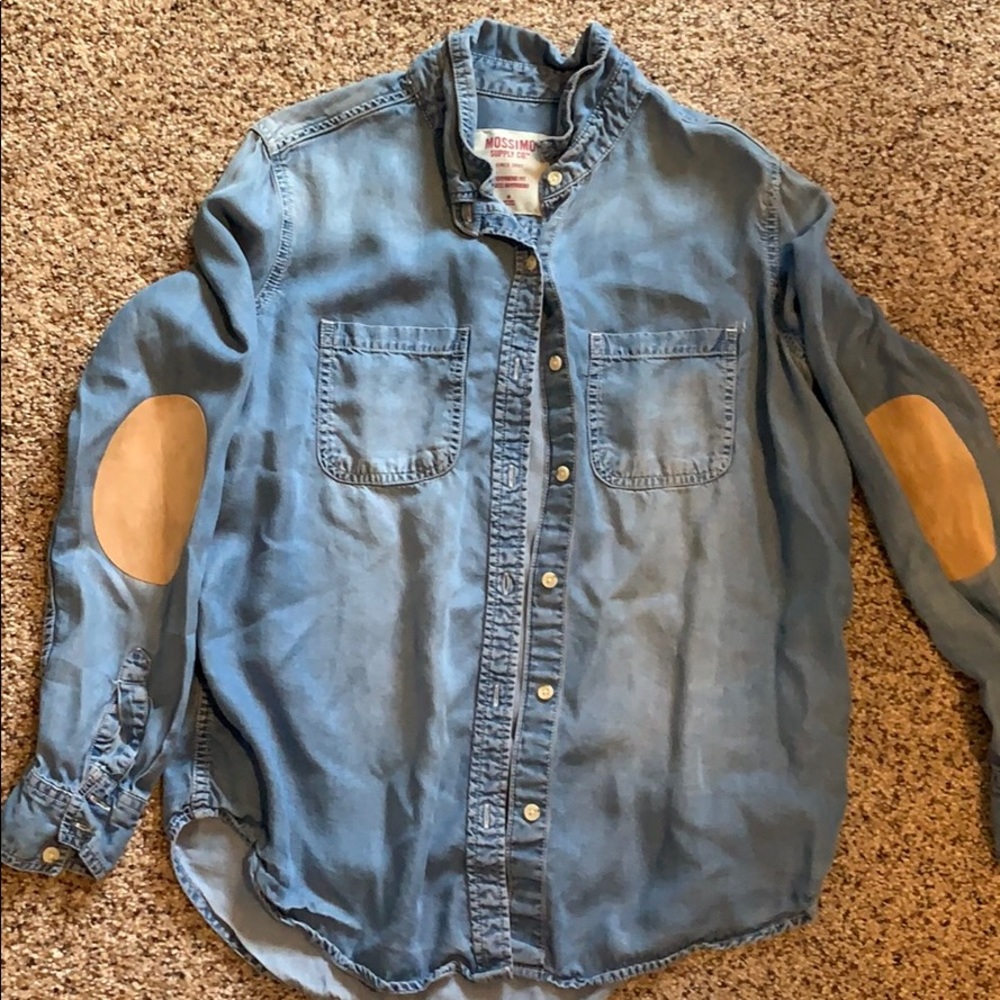 Mossimo Denim Shirt w/ Tan Elbow Patches